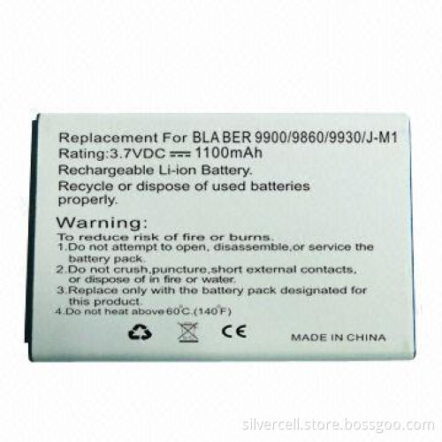 Li-ion Replacement Battery Pack for BlackBerry 9900 with 1100mAh Capacity
